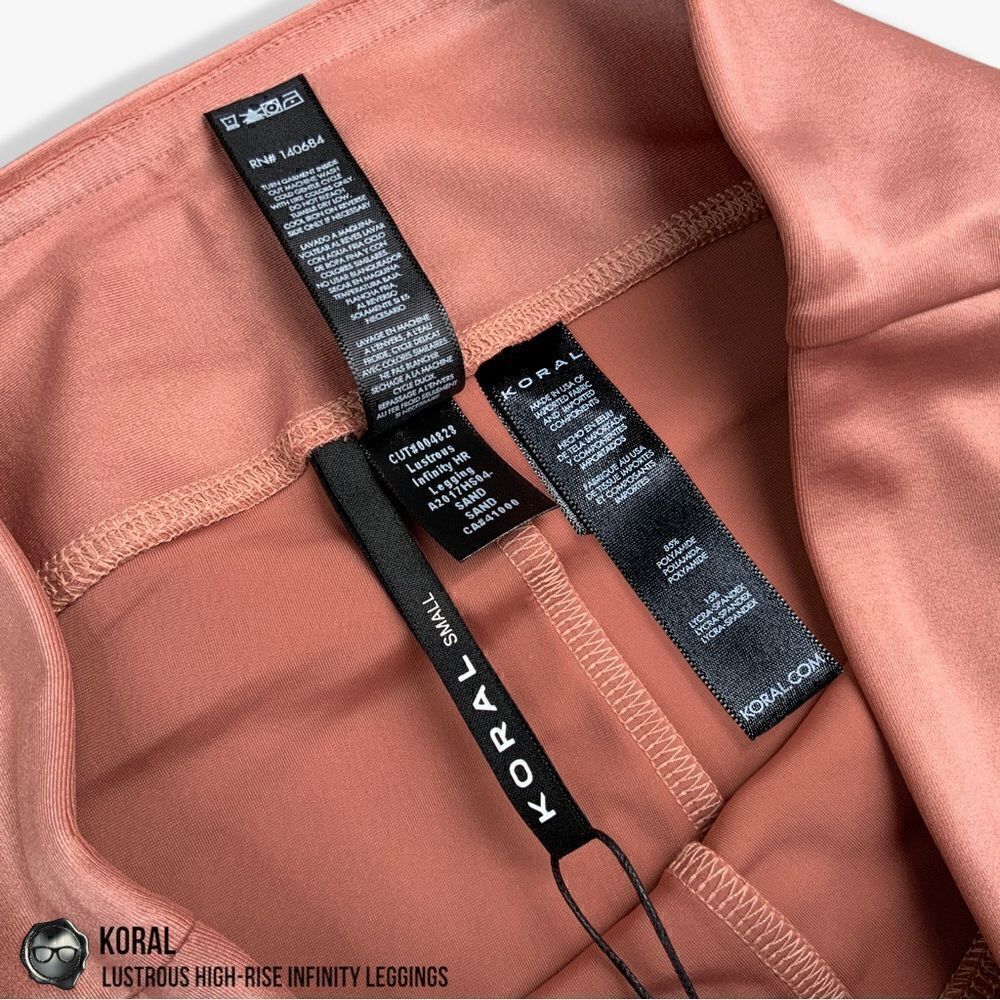KORAL LUSTROUS INFINITY HIGH-RISE LEGGINGS IN SAND SHEEN PINK WOMEN’S SIZE SMALL - Picture 9 of 14